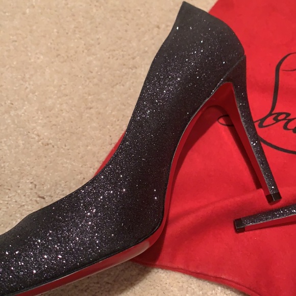 Christian Louboutin Glitter Simple Pumps Black 85mm - Picture 12 of 14